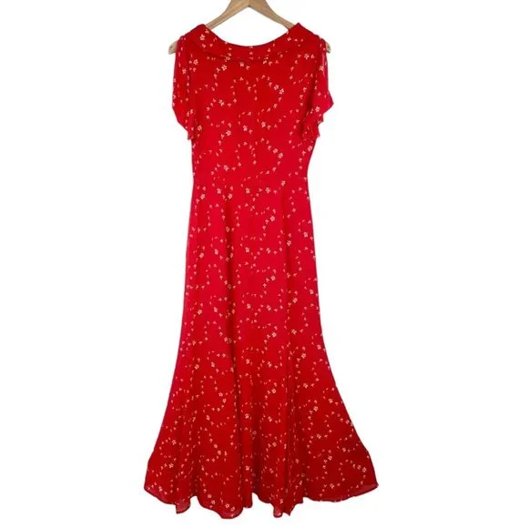 NWT ReformationTalleen Floral Tie-Neck Midi-Dress